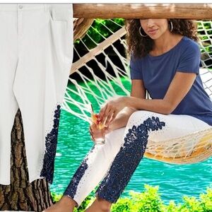 Soft Surroundings Blue and White Ankle Jeans